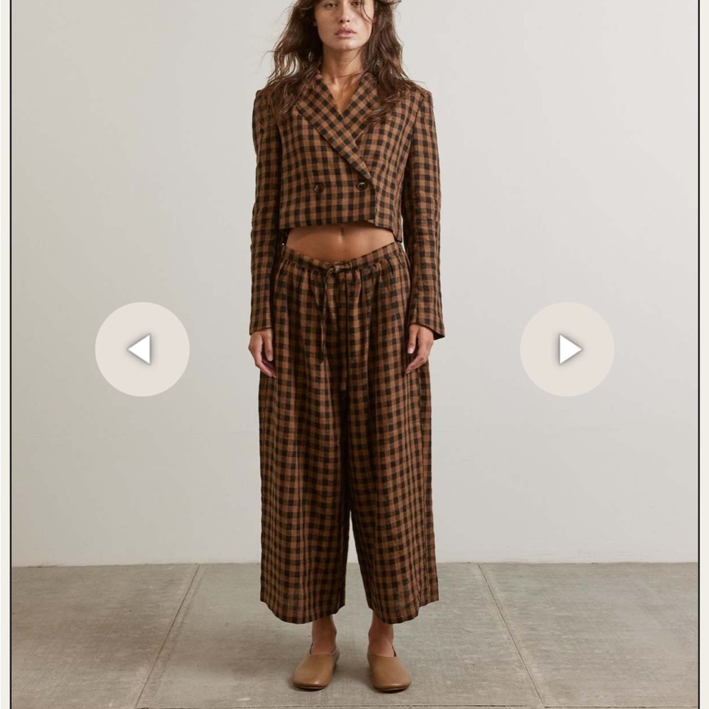 Amente cropped brown plaid linen jacket - Picture 3 of 3